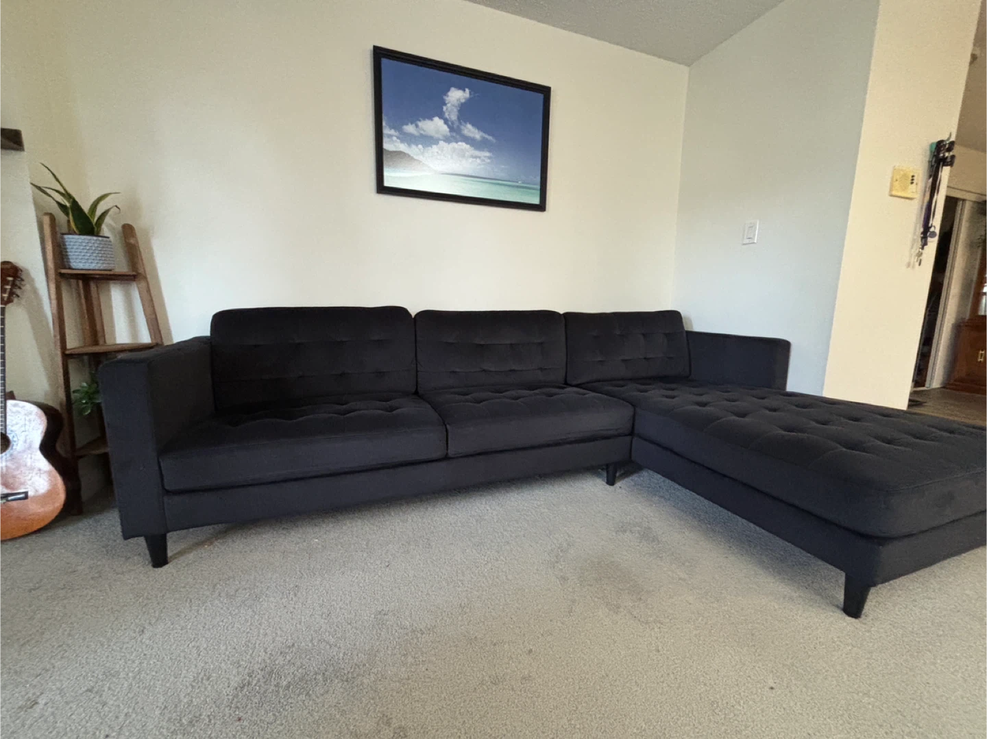 Black Sectional Sofa with Chaise Lounge