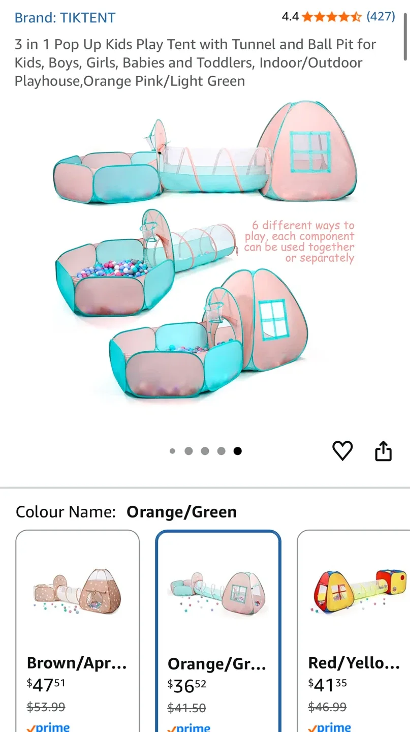 3 in 1 Pop Up Kids Play Tent with Tunnel and Ball Pit for Kids