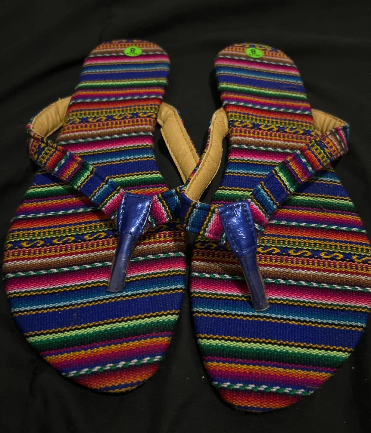 Colorful Striped Flip Flops - Size 8 image indicator(2)