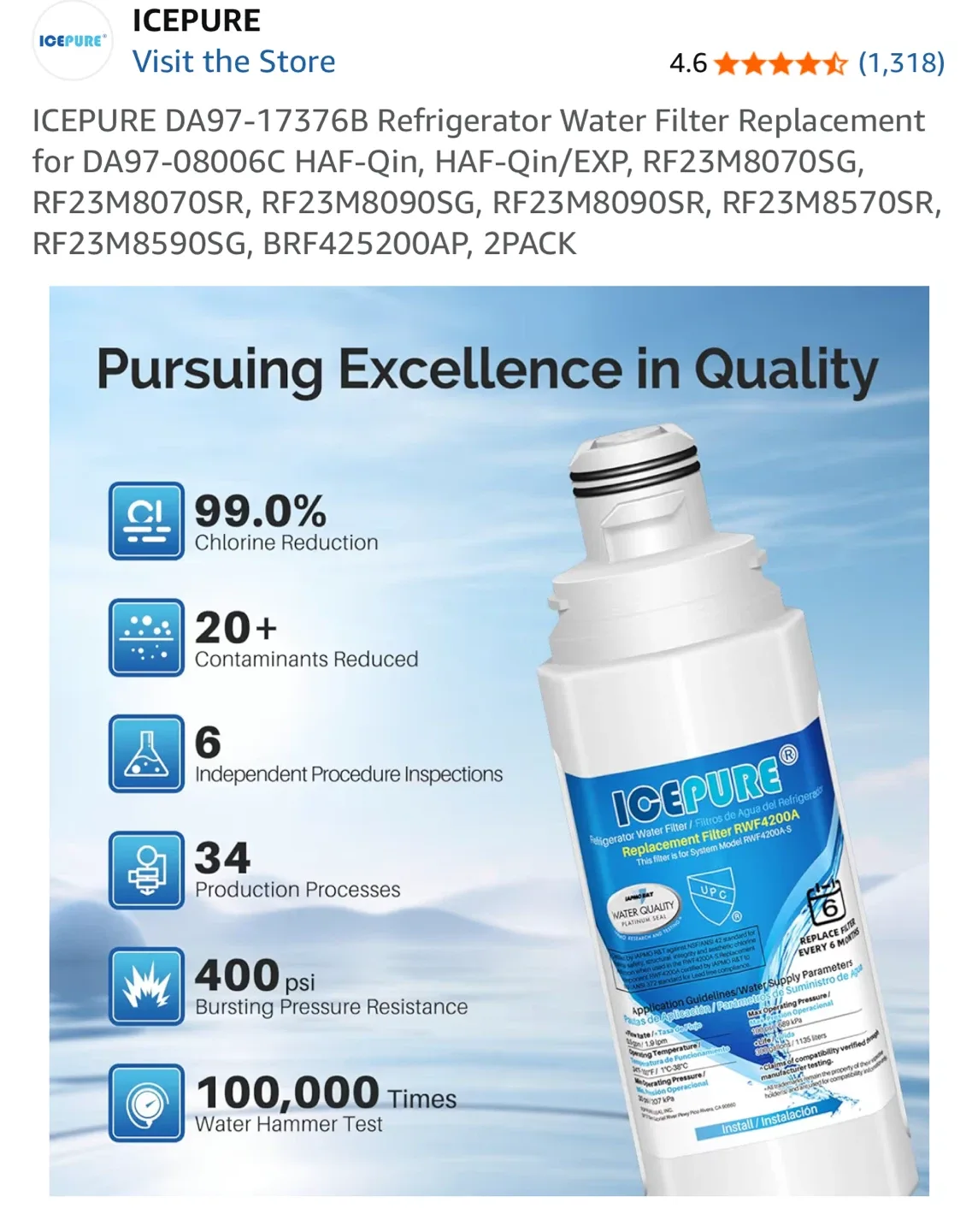 ICEPURE RWF4200A Refrigerator Water Filter