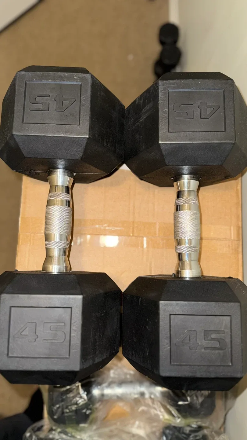 Pair of 45 lb Hex Dumbbells