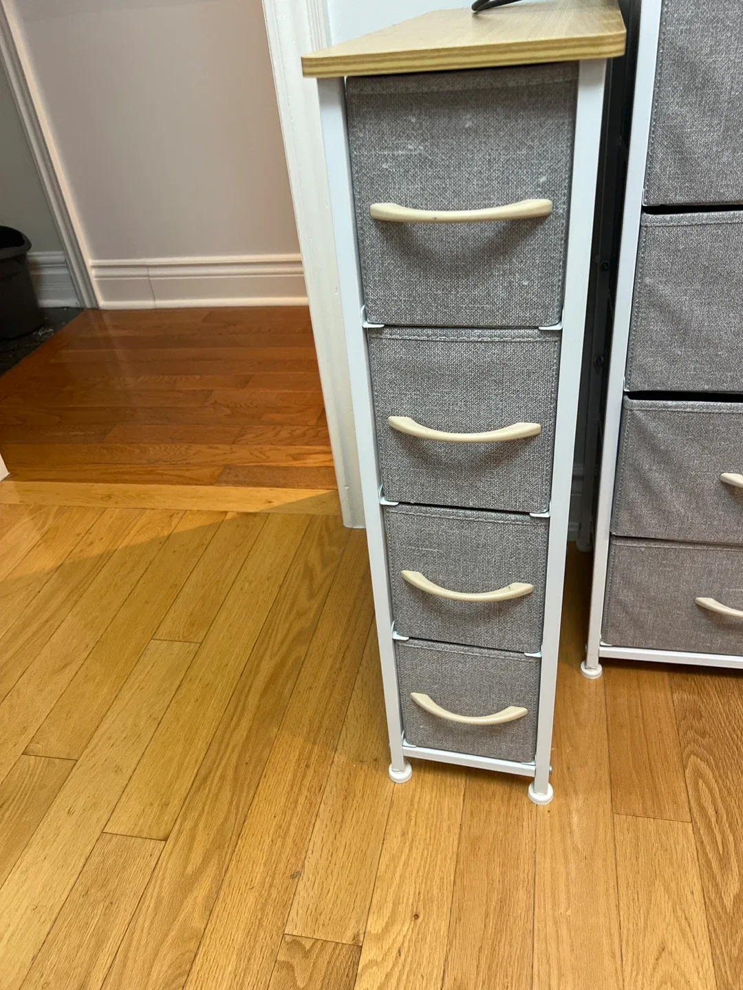 Grey Fabric 4-Drawer Storage Tower
