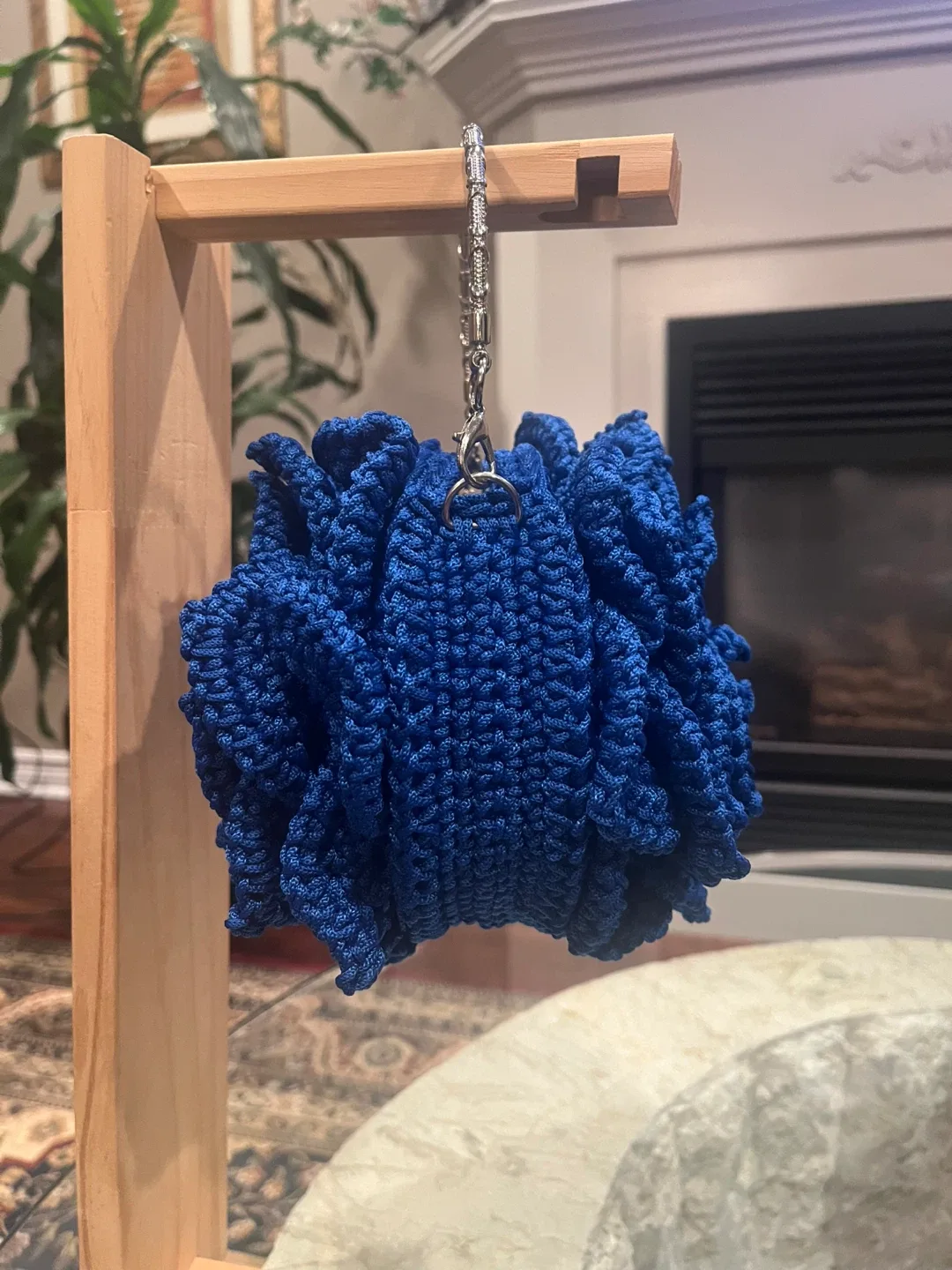 Handmade Blue Crochet Flower Purse image indicator(4)