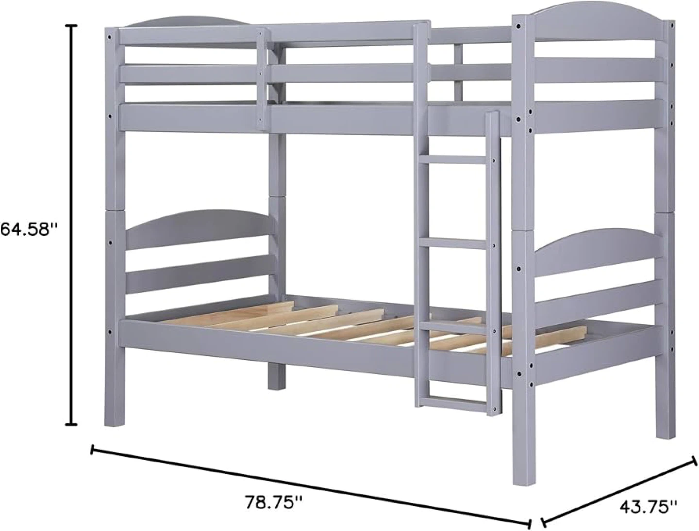 Gray Wood Bunk Bed (Twin Size) - photo 5