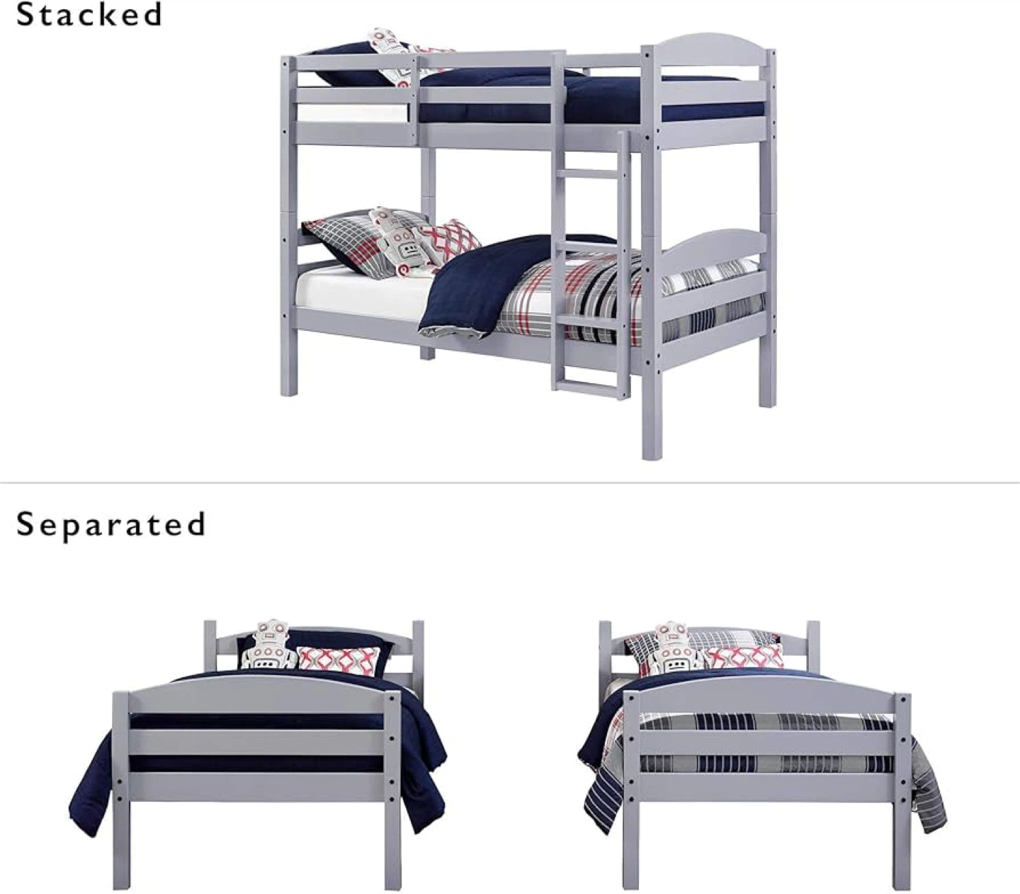 Gray Wood Bunk Bed (Twin Size) - photo 4