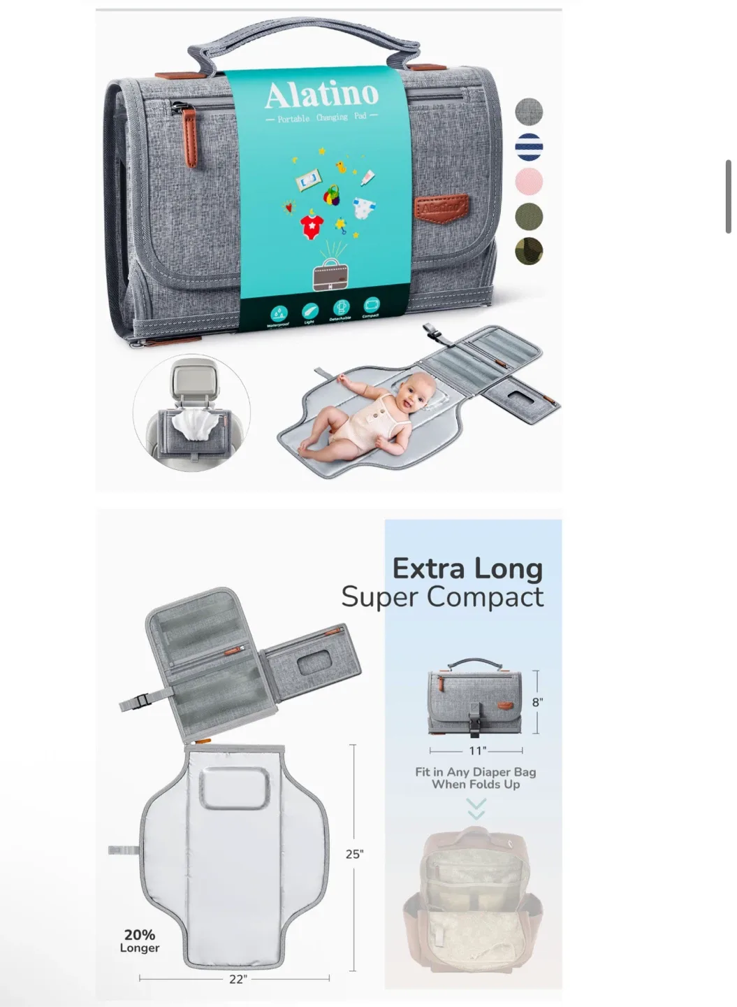 Alatino Portable Changing Pad - Grey image indicator(2)