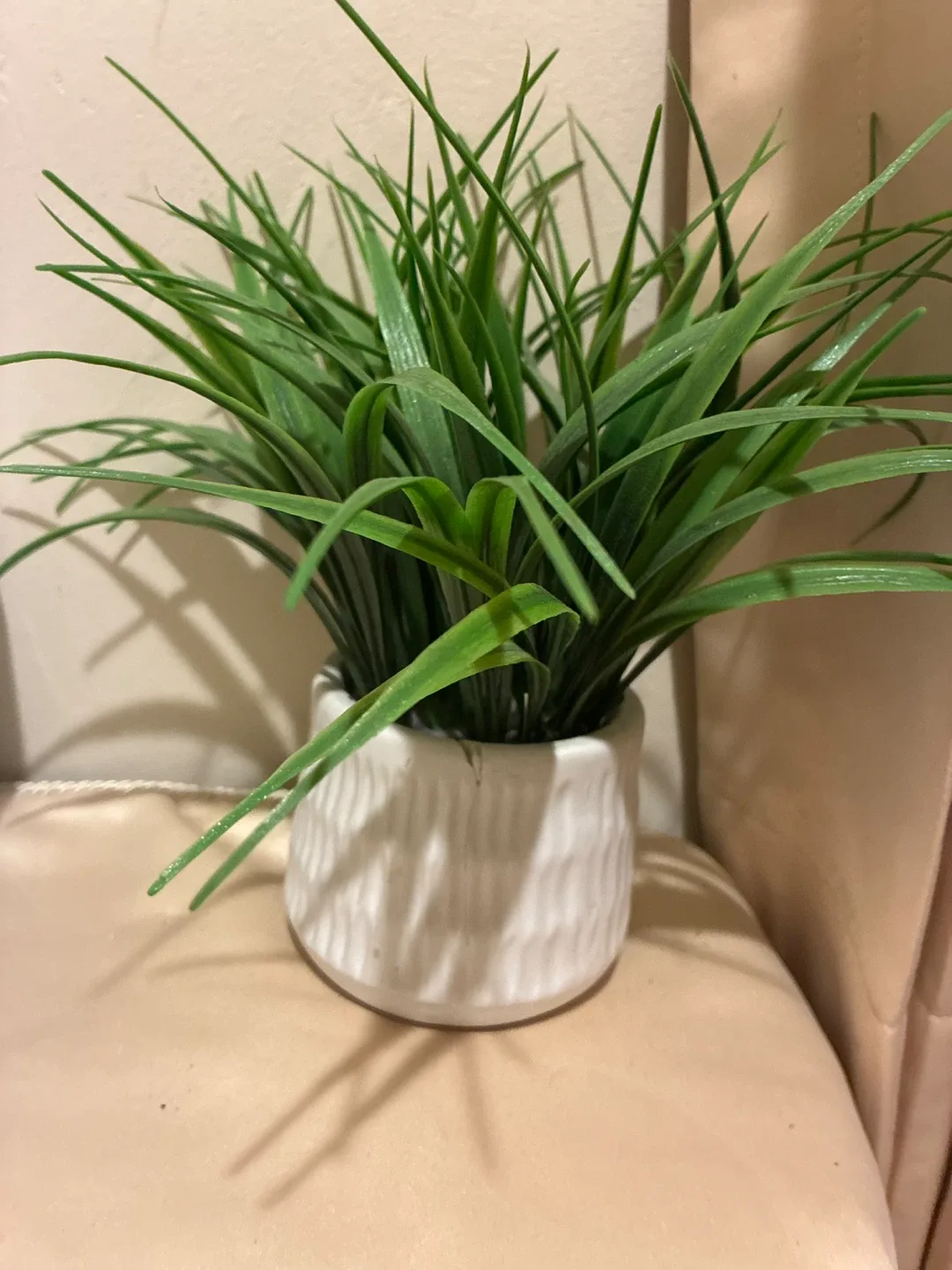 Artificial Grass Plant in White Pot