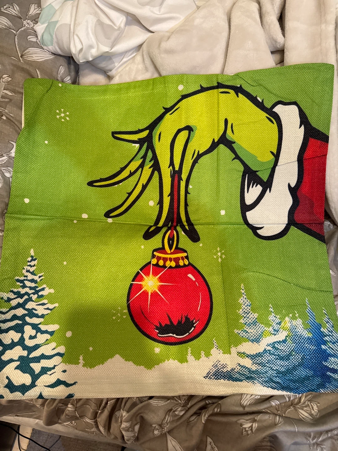 Grinch Christmas Throw Pillow Cover