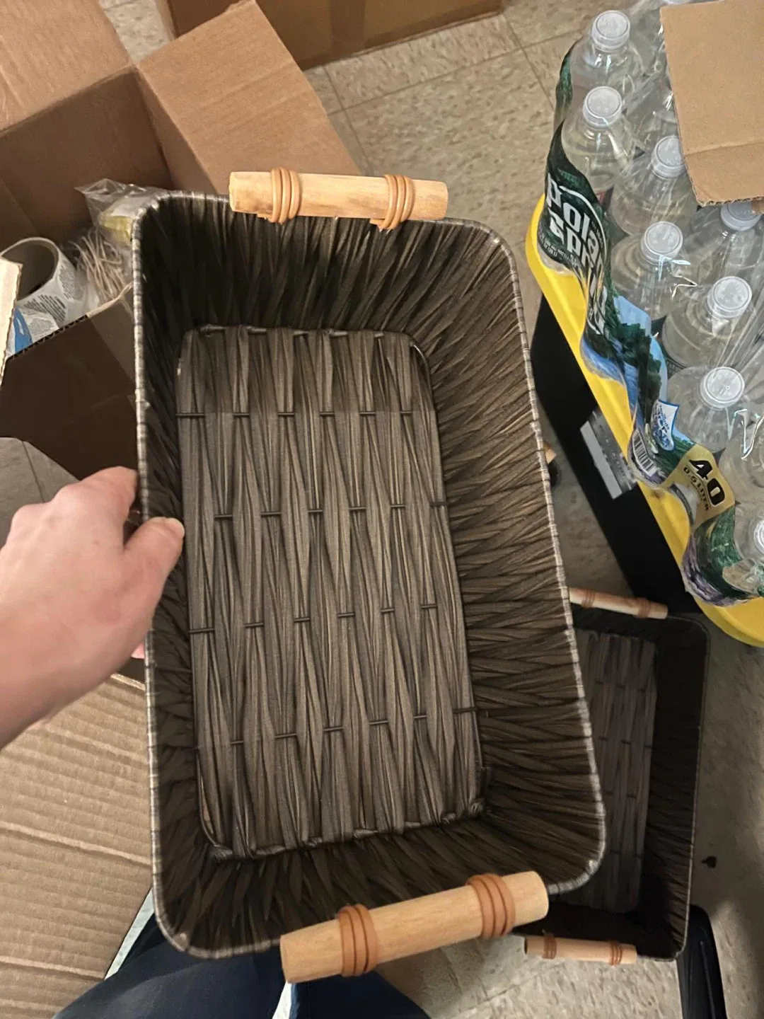 Rose Teddy Bear, Brown Woven Basket, Gift Boxes