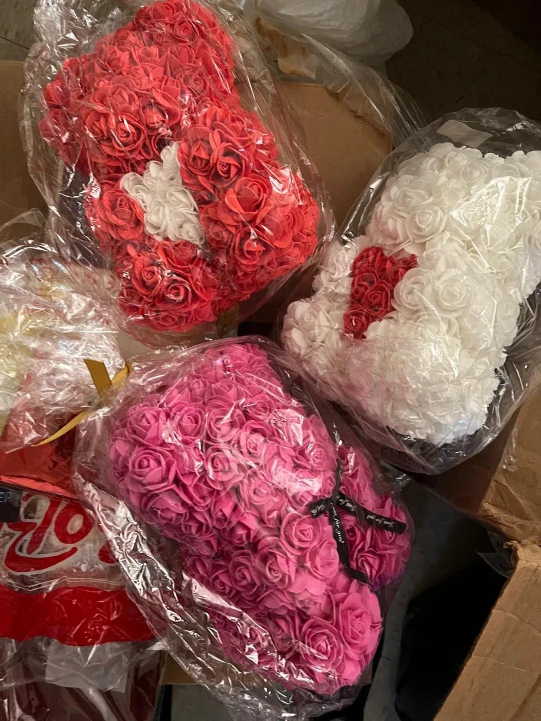 Rose Teddy Bear, Brown Woven Basket, Gift Boxes image indicator(3)