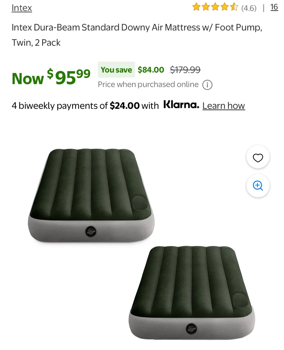 Intex Dura-Queen sizes Beam Air Mattress w/ Foot Pump