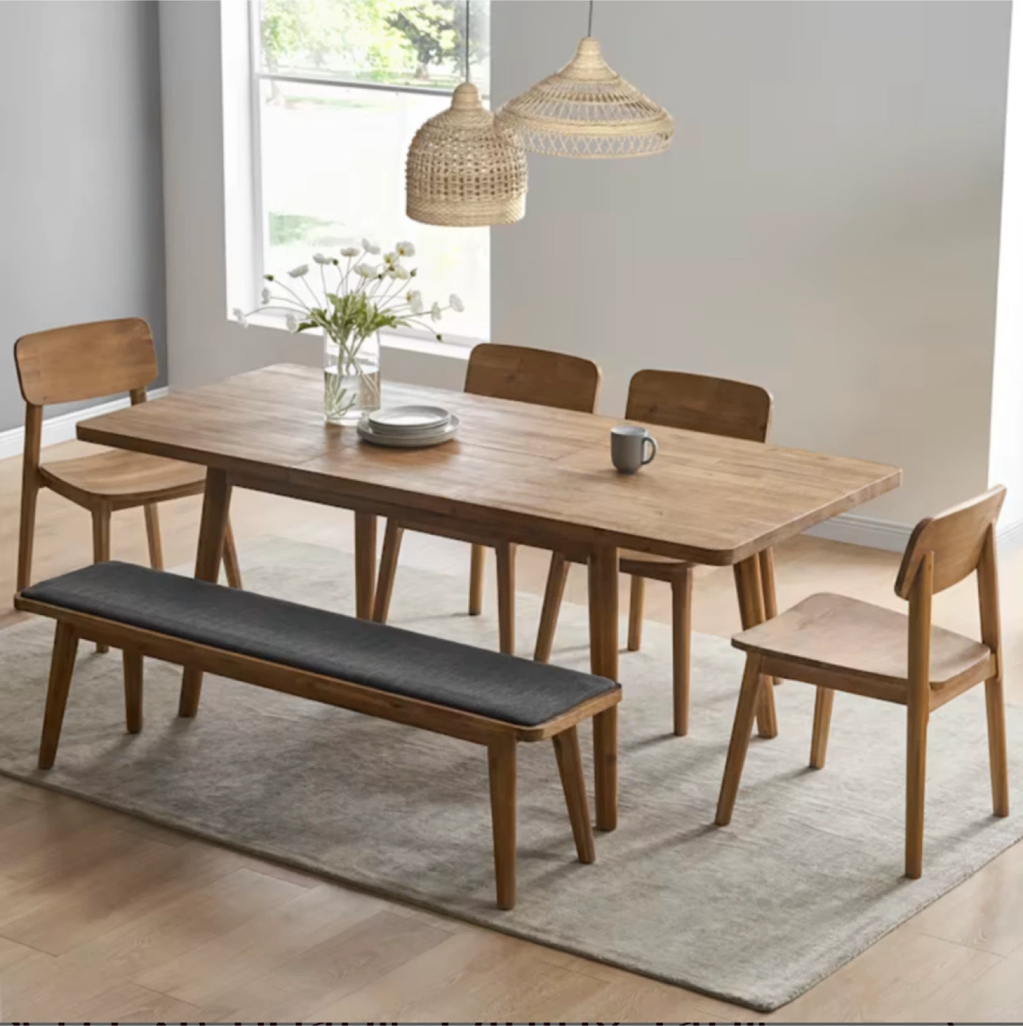 Castlery Seb Extendable Solid Wood Dining Table, 59-78.7"