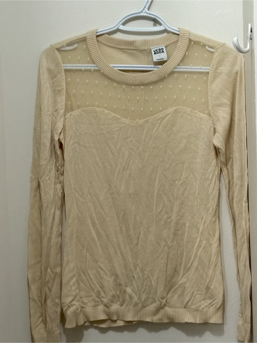 Vero Moda Beige Long Sleeve Top - Size S