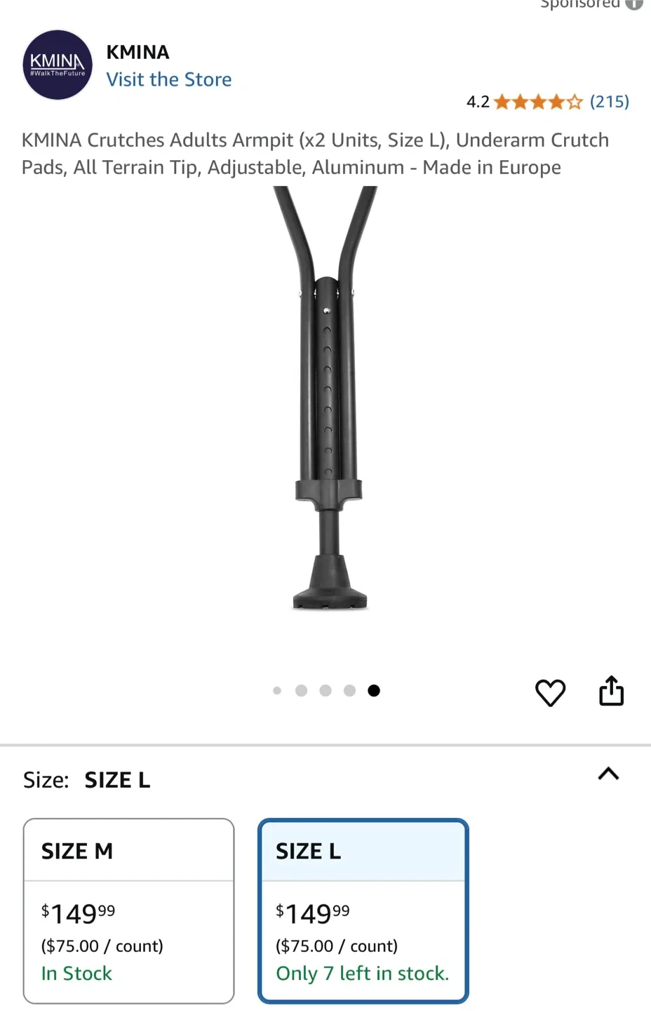 KMNA Crutches Adults Armpit Size L image indicator(5)