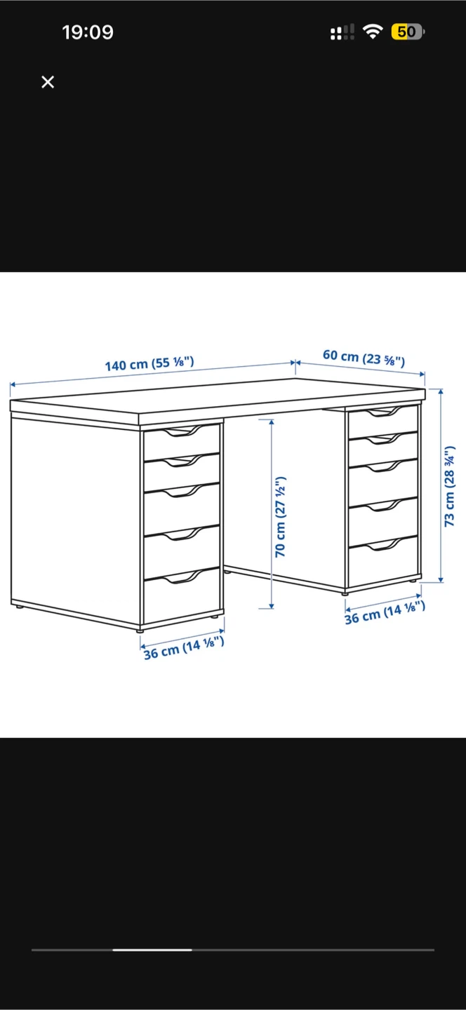 IKEA Alex Desk - Black-Brown - 55 1/8"