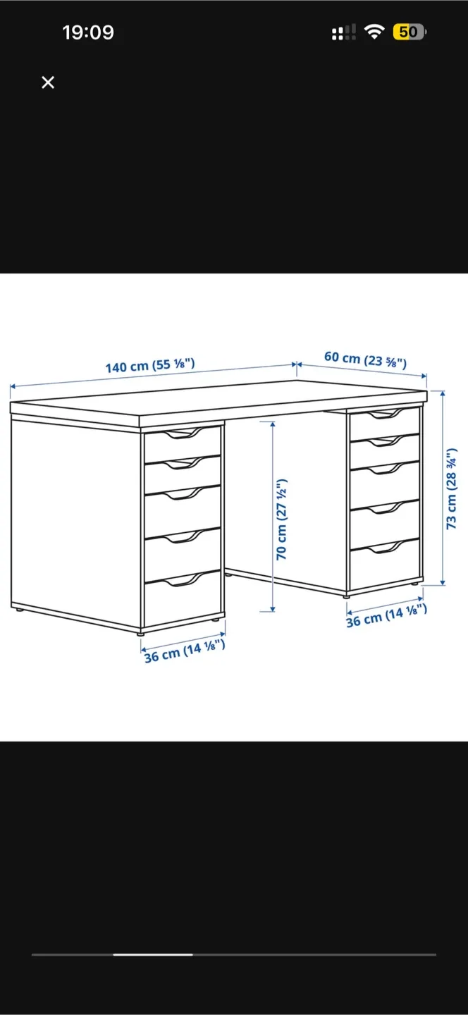 IKEA Alex Desk - Black-Brown - 55 1/8"