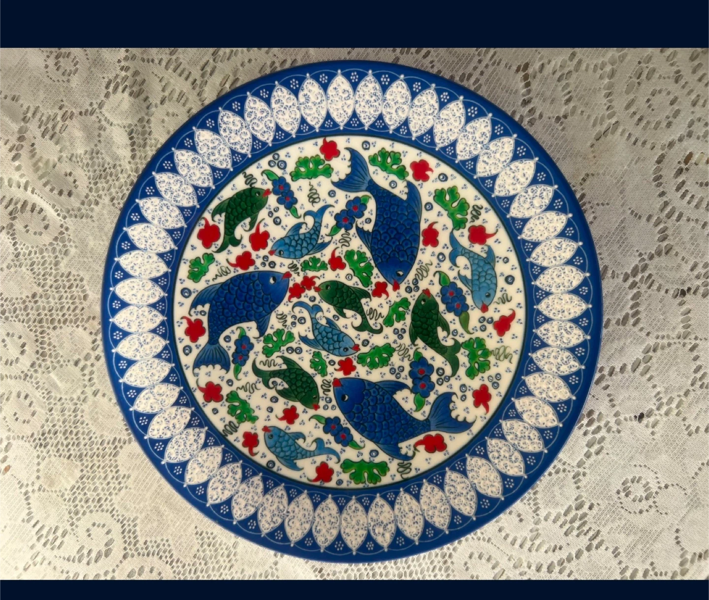 Decorative Fish Plate - Blue & White