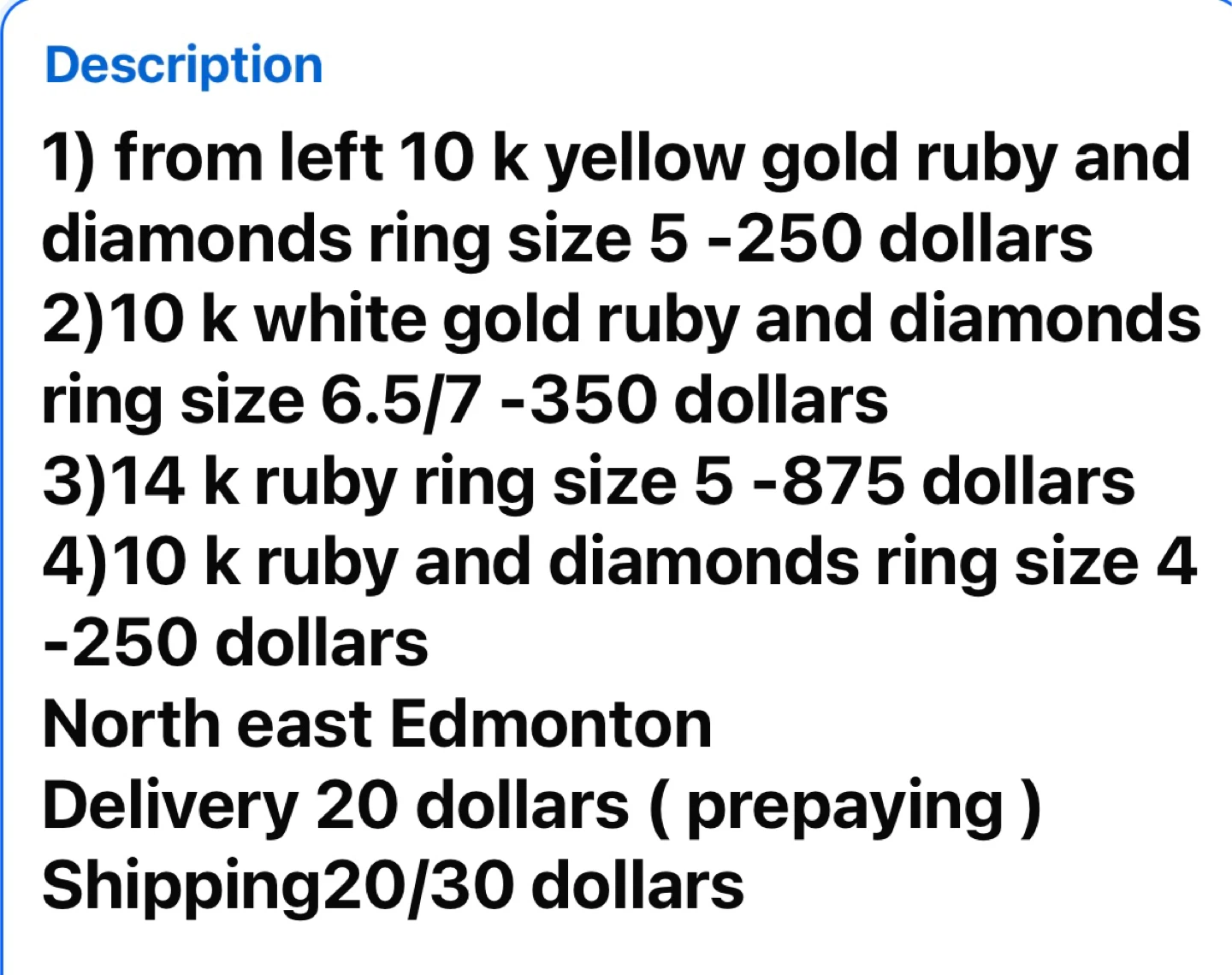 10-14 k Ruby and Diamond Rings - Size 4 to 6.5 - photo 5