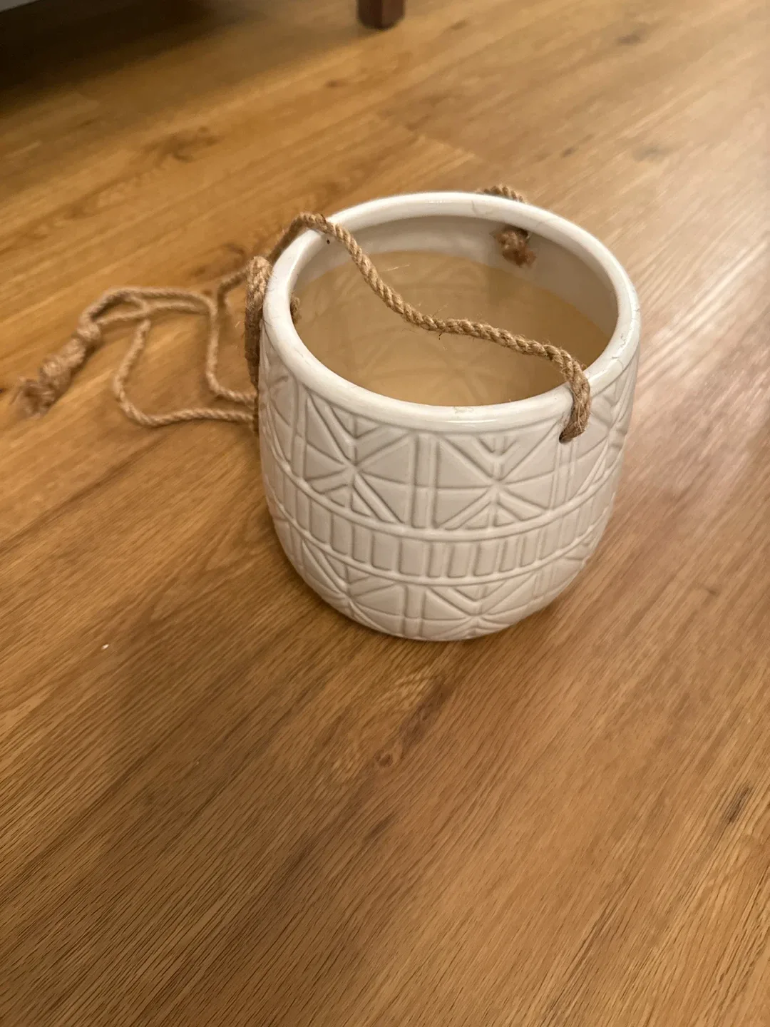 White Ceramic Hanging Planter