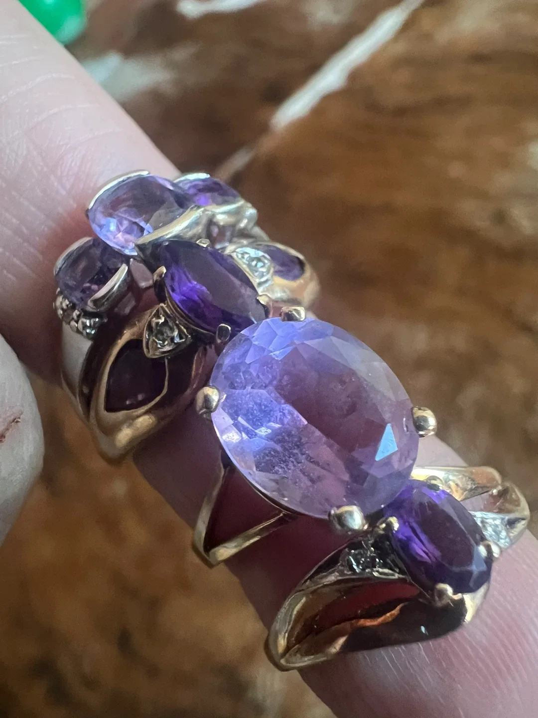 Amethyst & Diamond 10k Gold Rings, Sizes 5.5-7