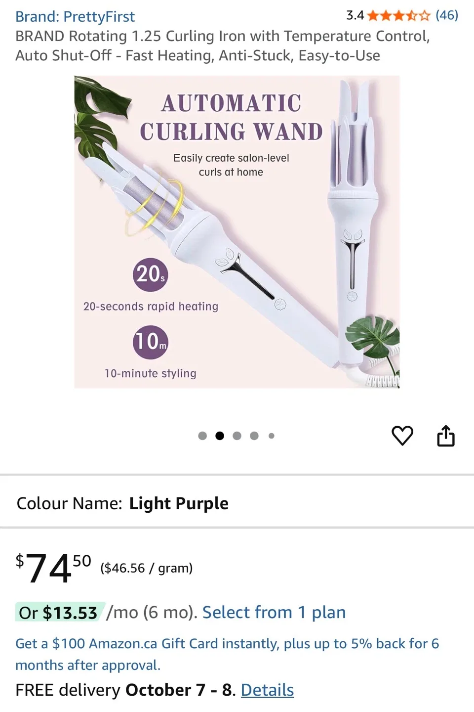 New! FASZIN Automatic Curling Iron - Light Purple image indicator(3)