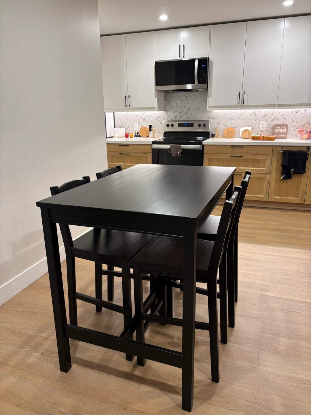 Black Counter Height Table with 4 Chairs - photo 4