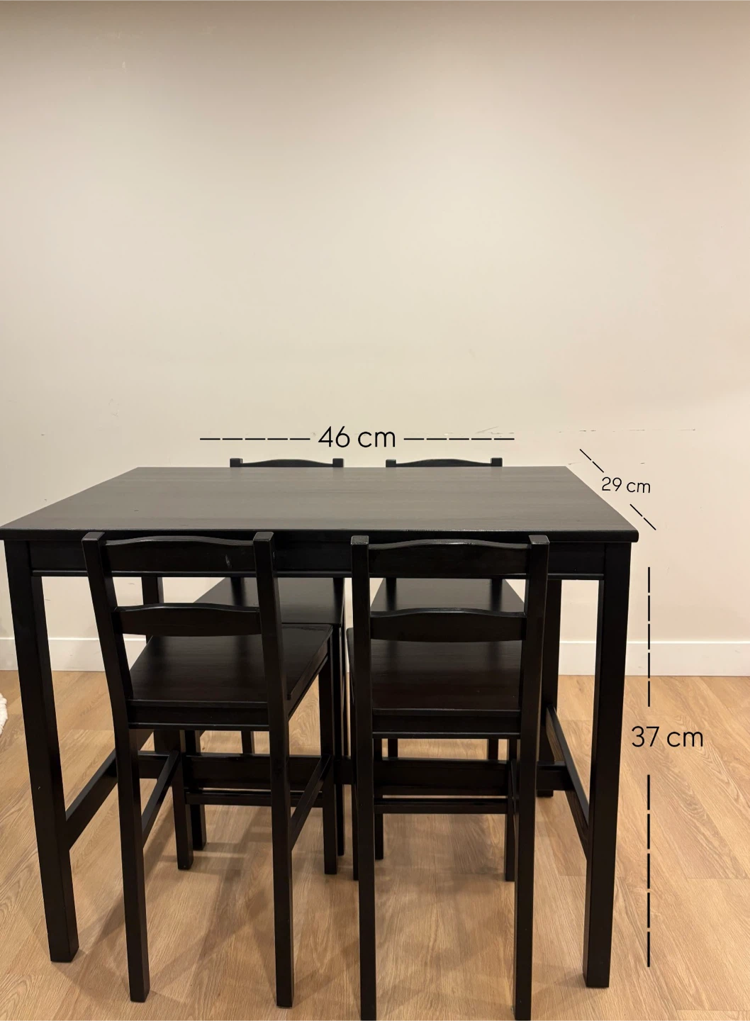 Black Counter Height Table with 4 Chairs