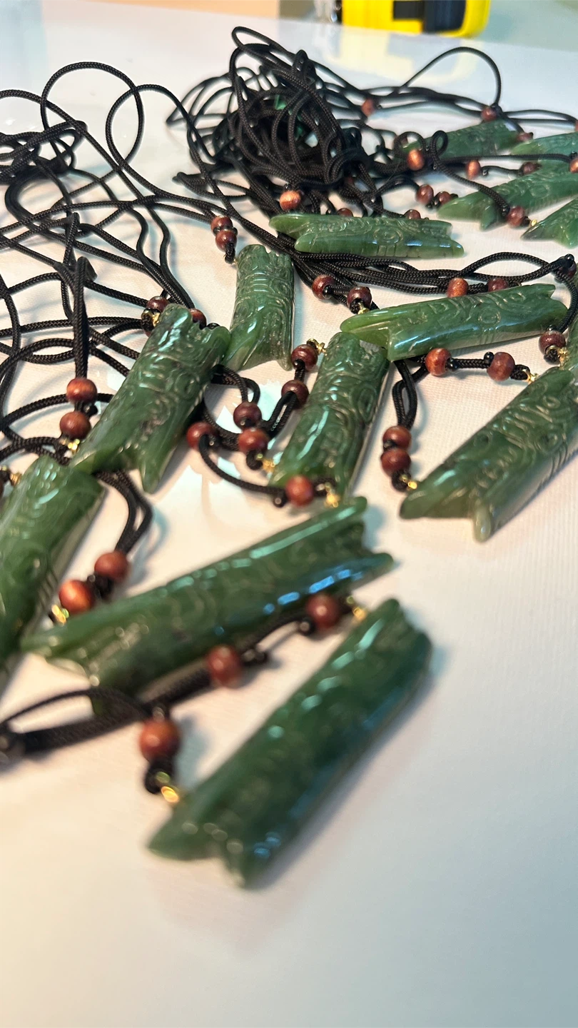14 pc NATIVE BC JADE NECKLACE LOT