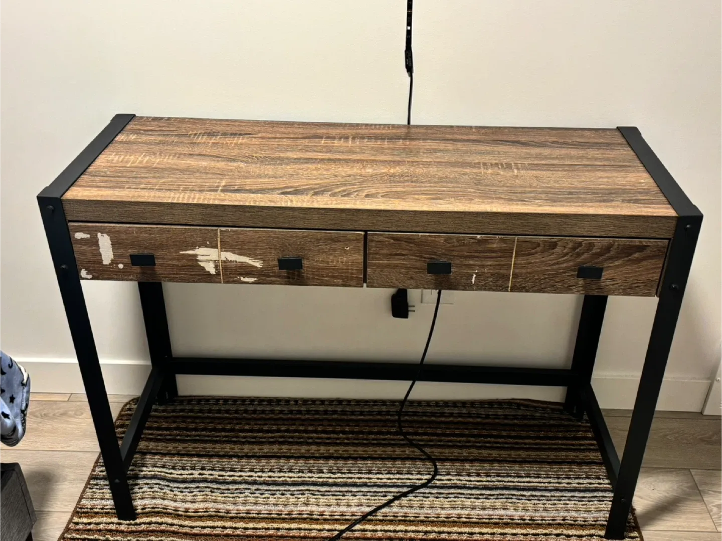 Wood & Metal Desk with Drawers image indicator(3)