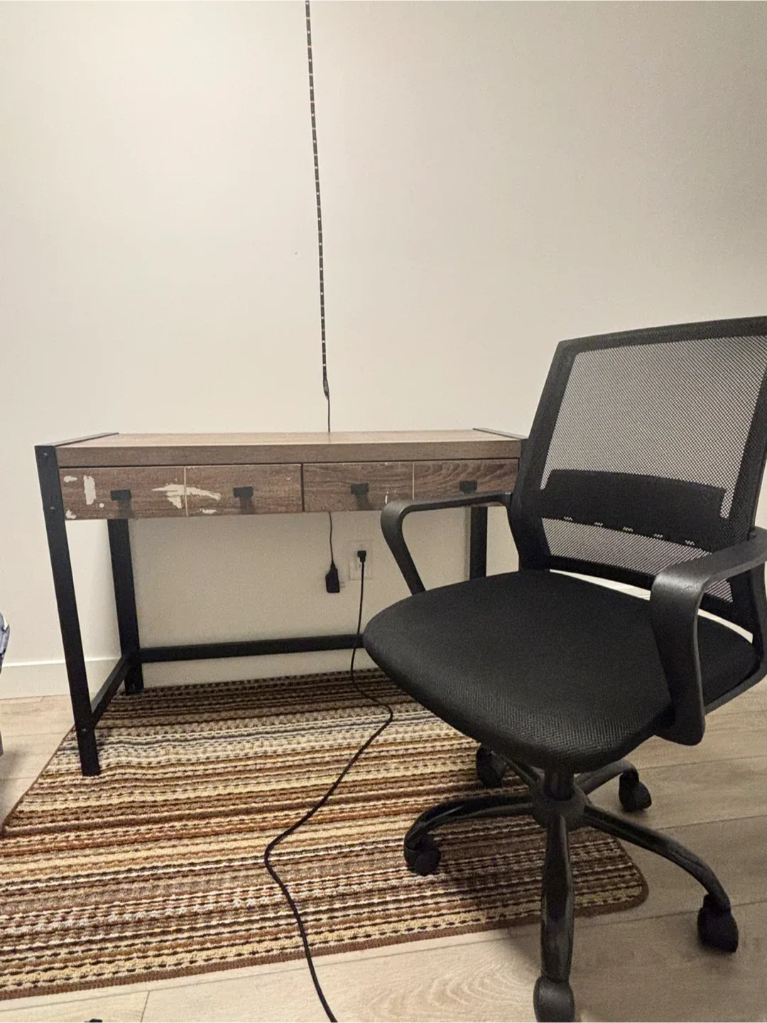 Wood & Metal Desk with Drawers