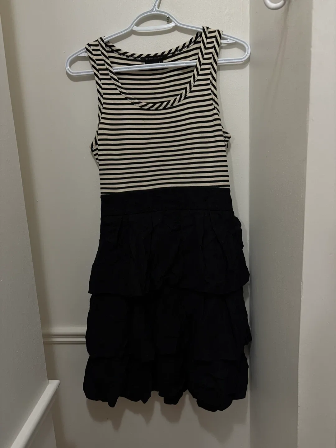 BCBGMAXAZRIA Black & White Striped Dress