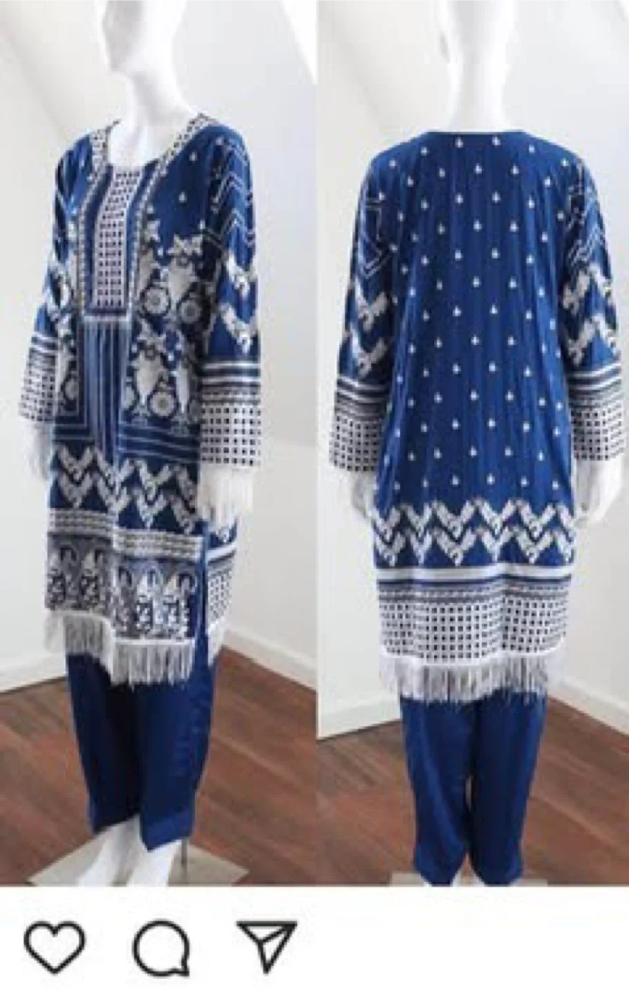 Blue Printed Kurti Tunic & Pants Set image indicator(5)