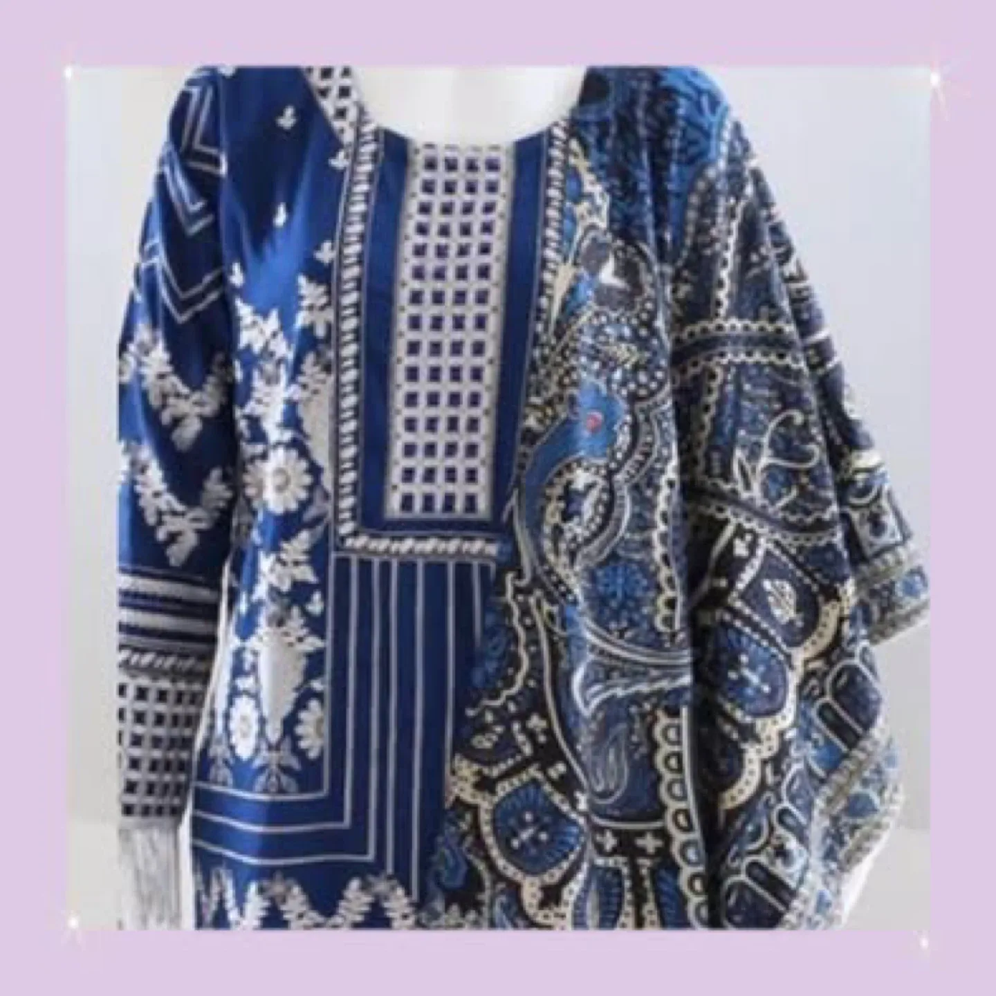 Blue Printed Kurti Tunic & Pants Set image indicator(2)