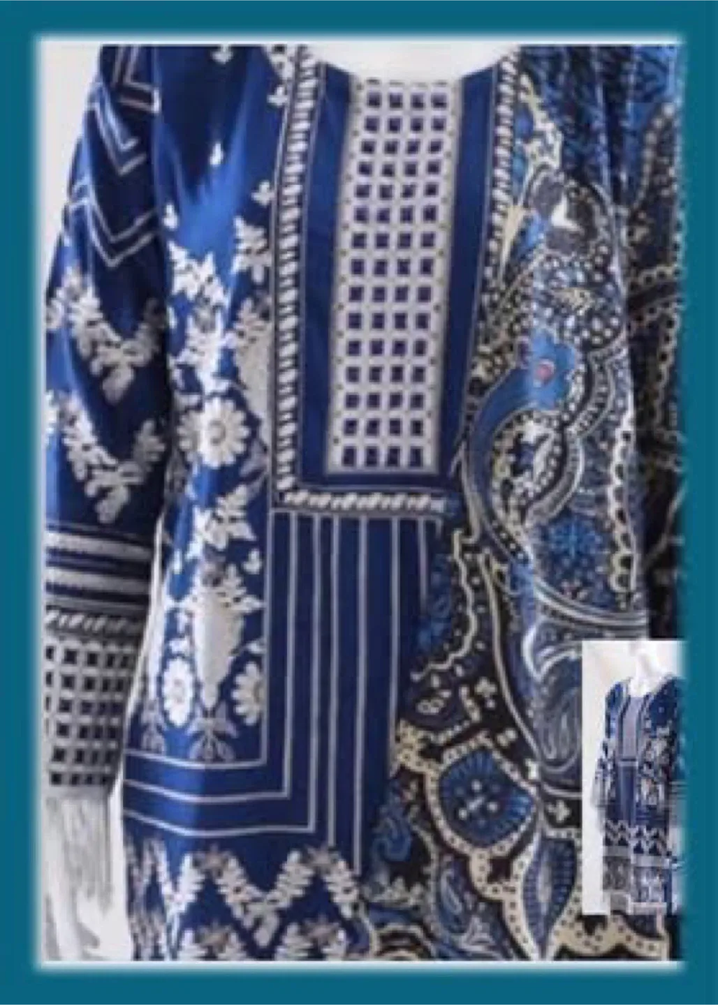 Blue Printed Kurti Tunic & Pants Set image indicator(3)