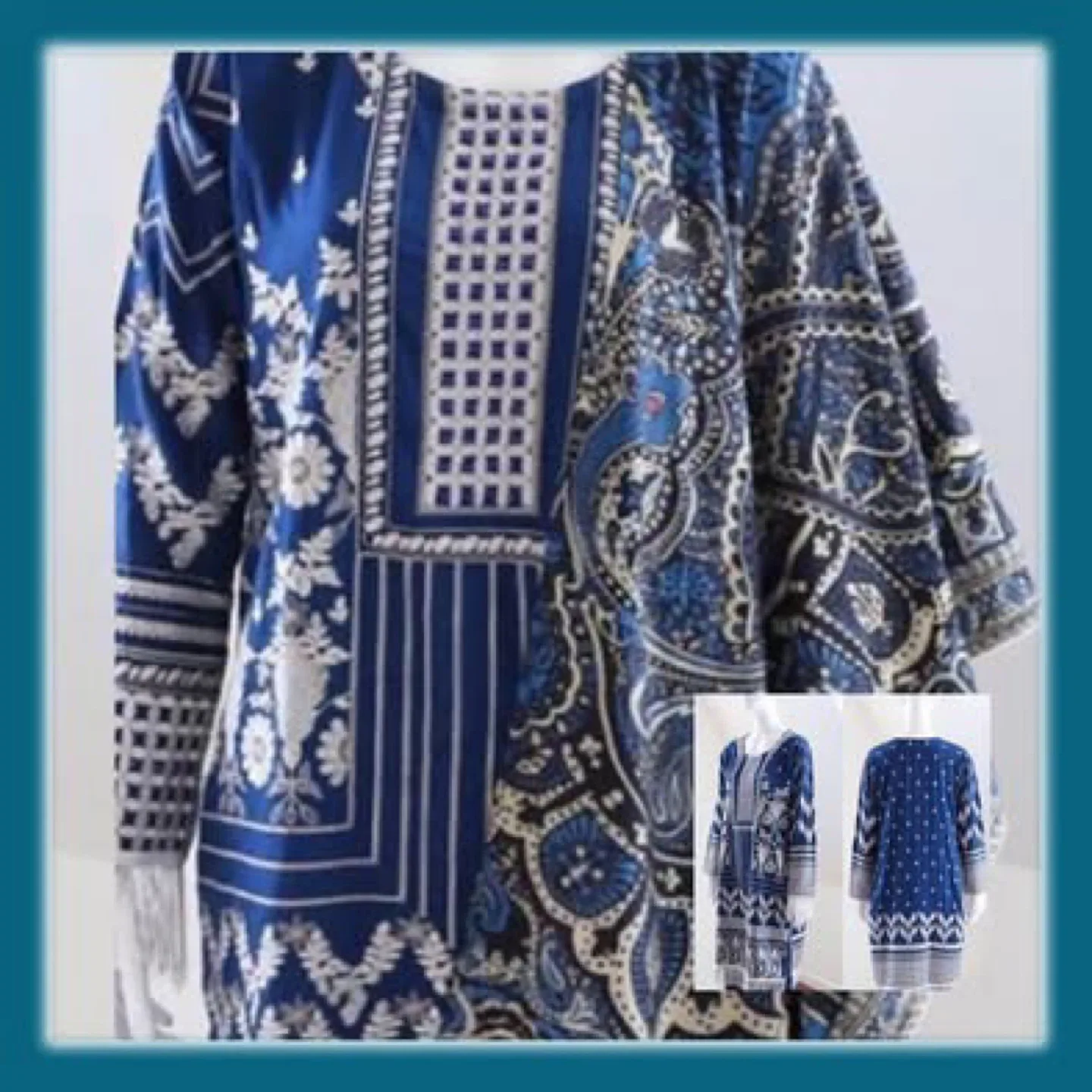Blue Printed Kurti Tunic & Pants Set image indicator(7)