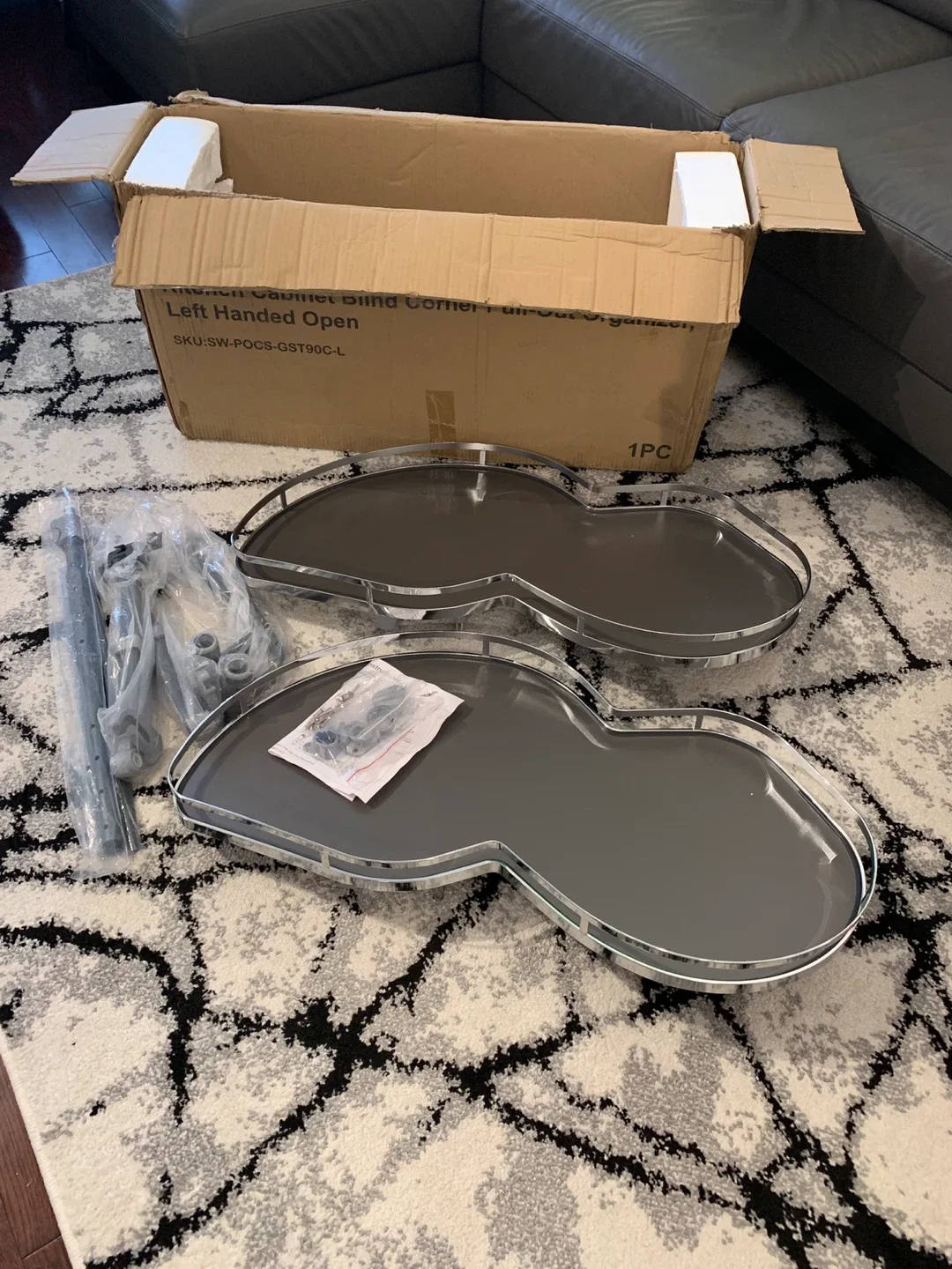 Left Handed Open Cabinet Blind Corner Pull-Out Organizer