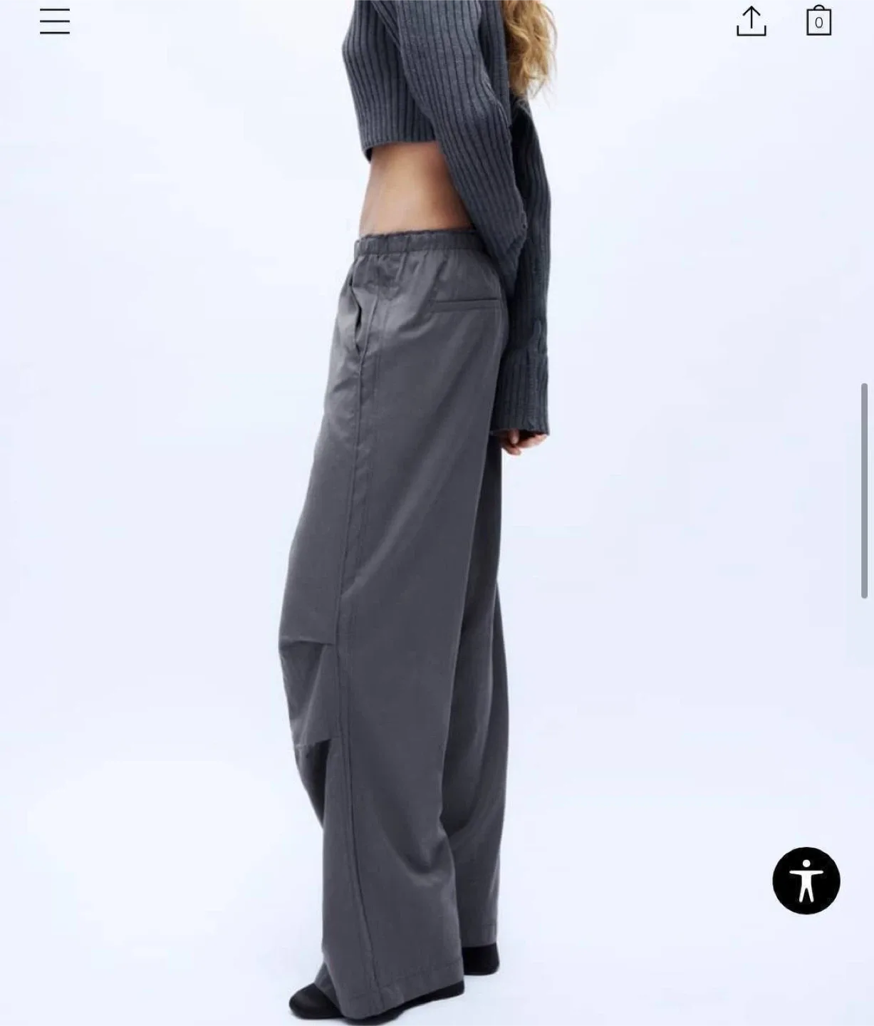 Nylon blend grey trousers Zara XL-XXL image indicator(6)