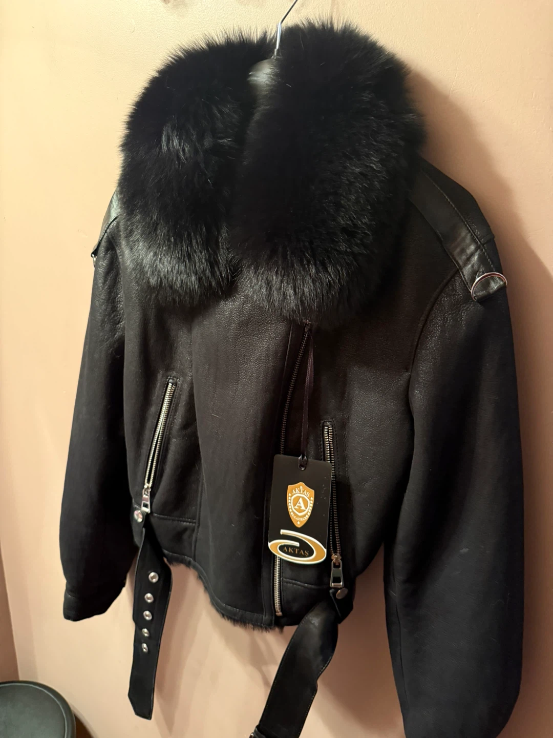 AKTAS Leather Black Jacket with Fur Collar - photo 5