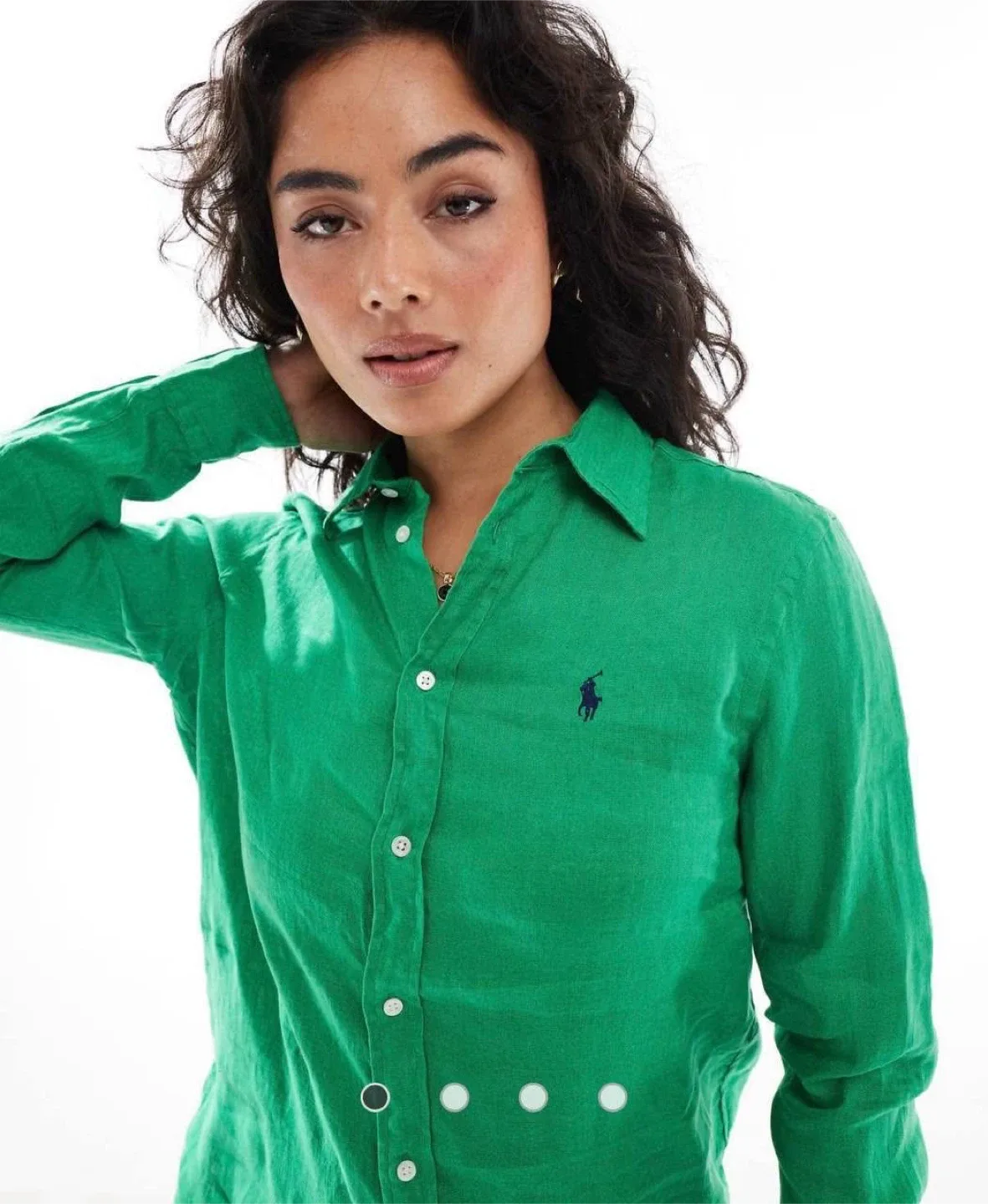 Polo Ralph Lauren linen shirt with logo,green XL image indicator(2)