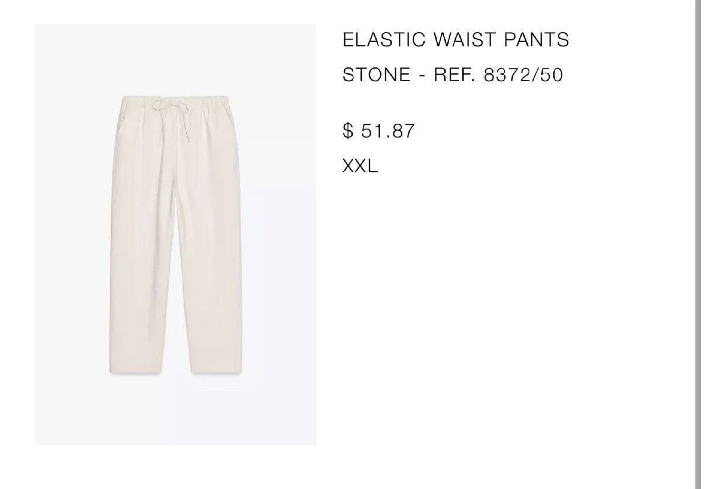 Zara Elastic Waist Pants - Stone - XXL image indicator(2)