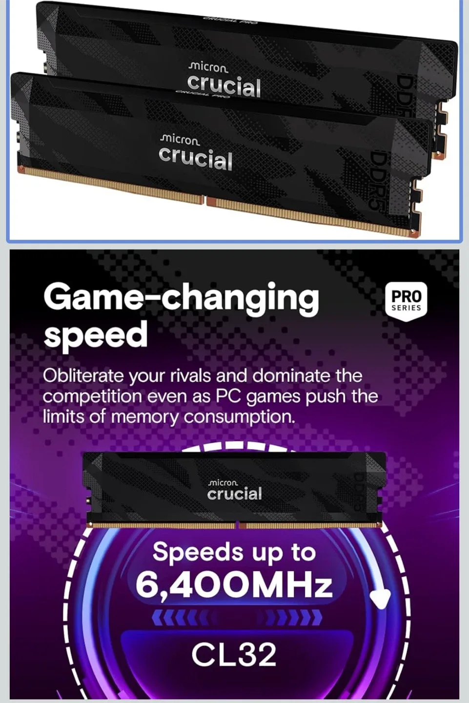 Crucial DDR5 Pro Series 6400MHz CL32 RAM image indicator(2)