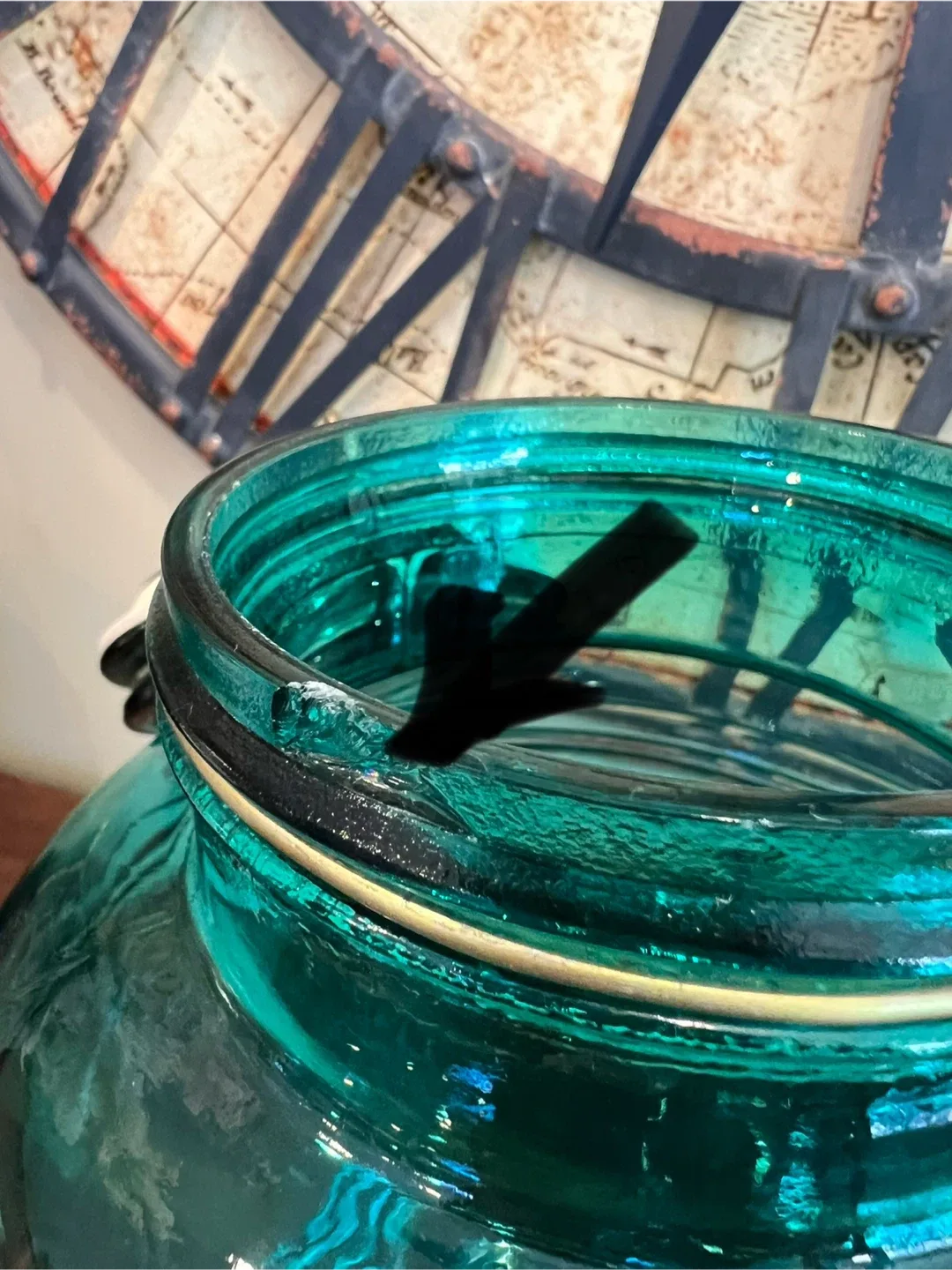 Vintage Cracker Barrel Teal Green Glass Jars image indicator(8)