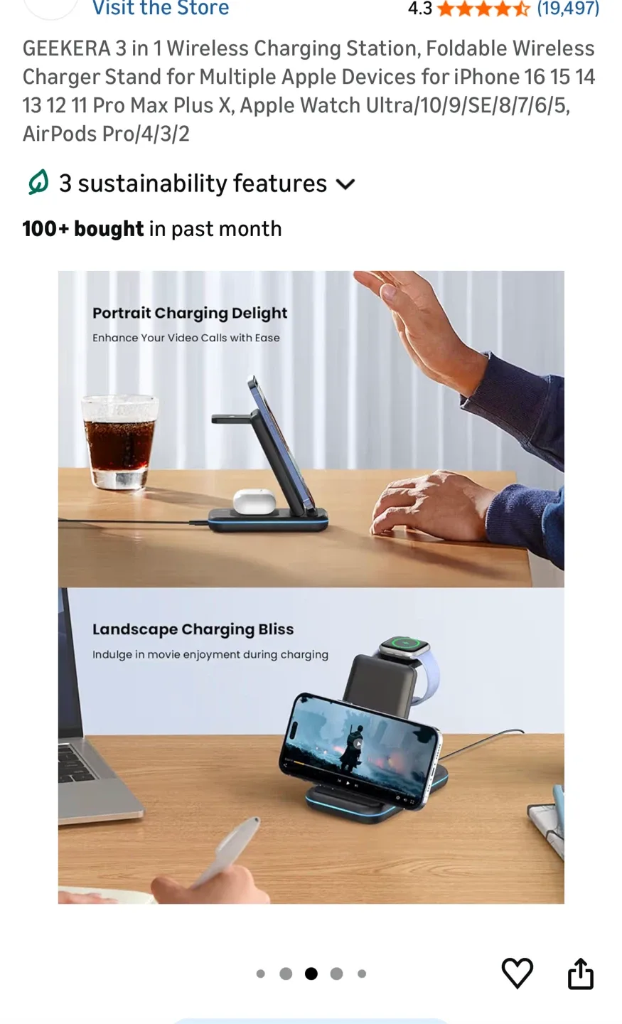 GEEKERA 3 in 1 Wireless Charging Station image indicator(2)