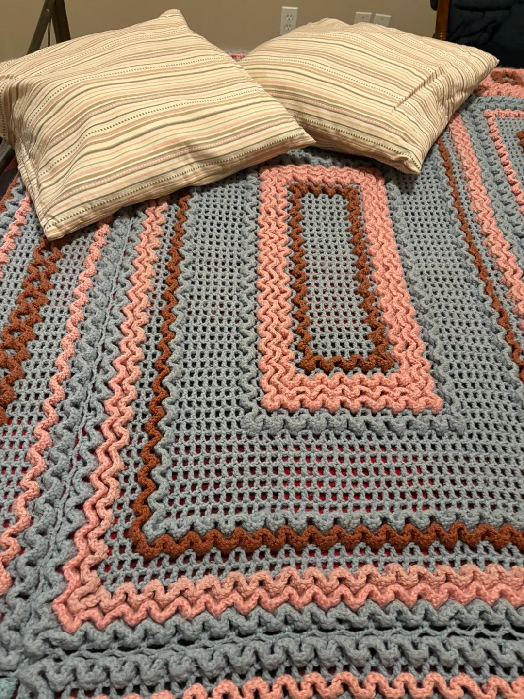 Handmade Crocheted Blanket & Pillows