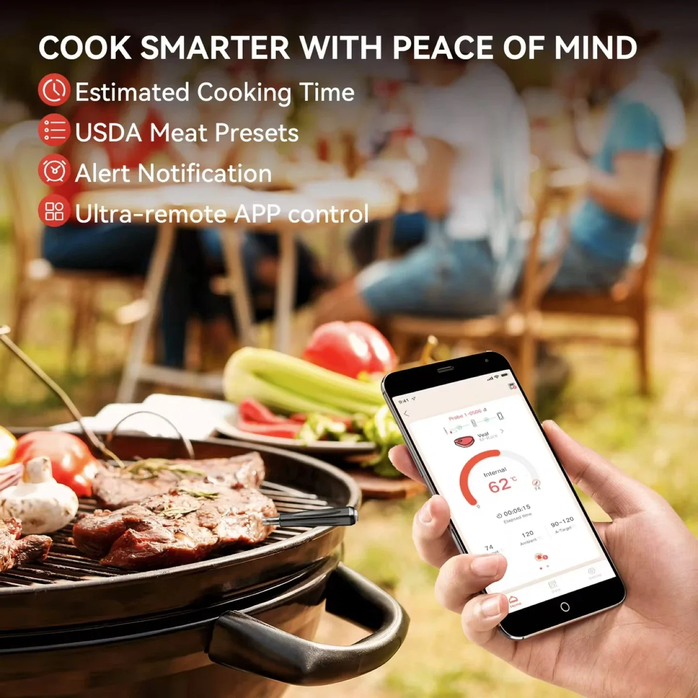 Wireless Smart Meat Thermometer image indicator(5)