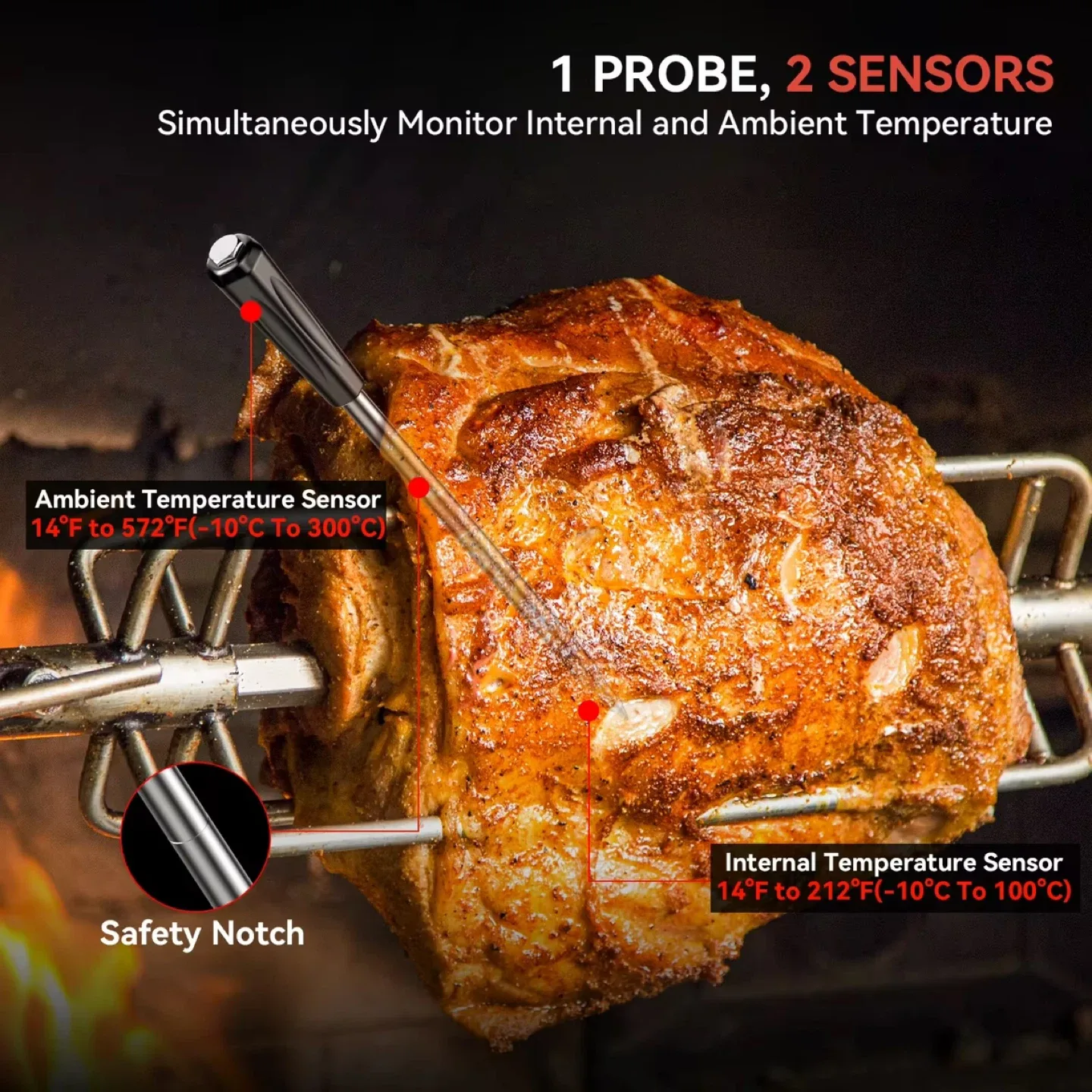 Wireless Smart Meat Thermometer image indicator(3)