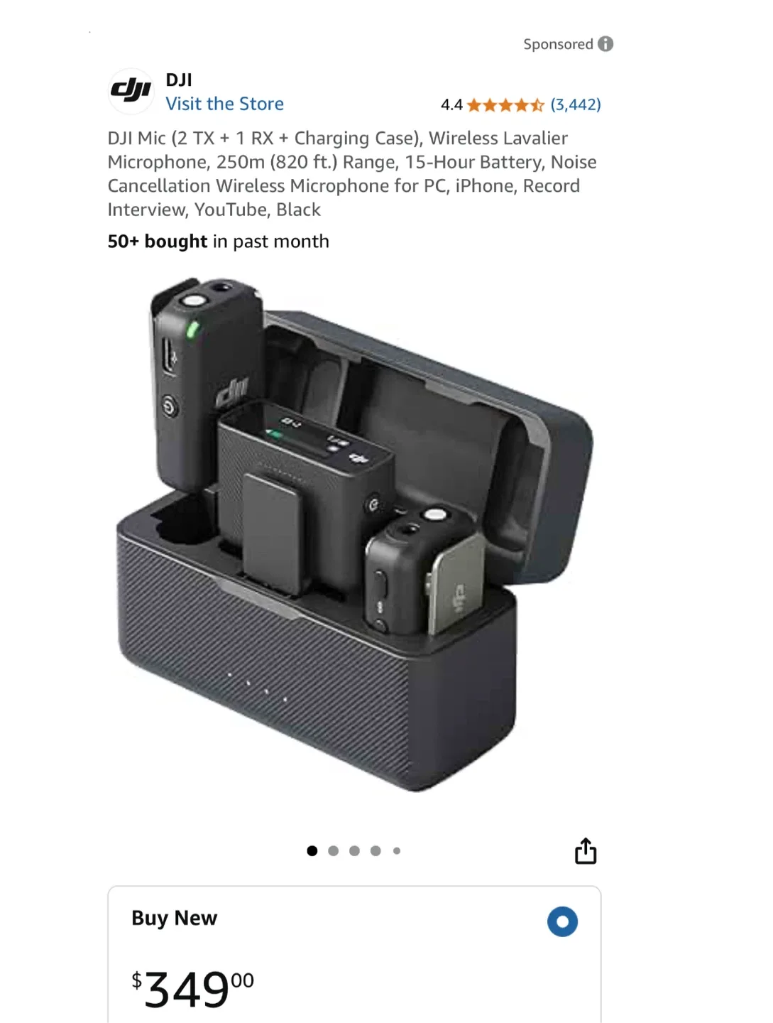 DJI Mic (2 TX + 1 RX) Wireless Lavalier Microphone - New