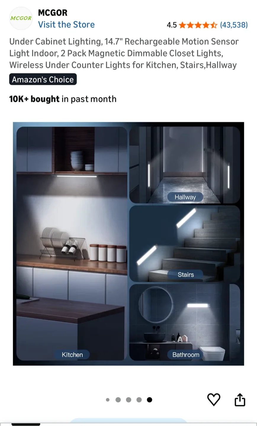 New MCGOR Under Cabinet LED Lights - 2 Pack image indicator(3)