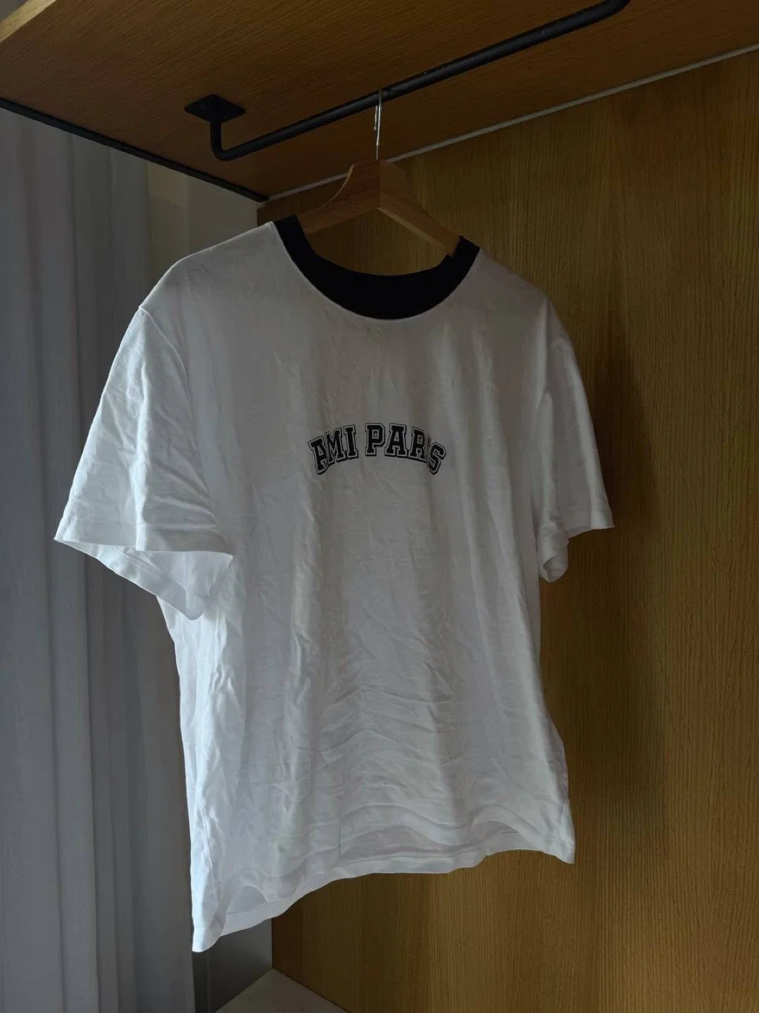 AMI Paris White T-Shirt with Navy Trim unisex,XL image indicator(3)