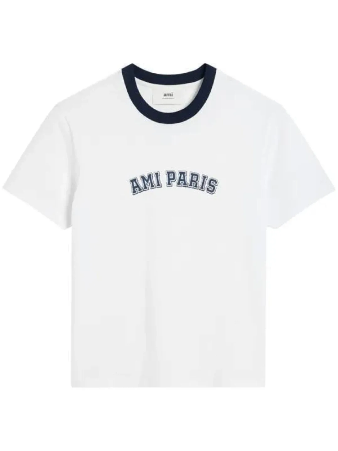 AMI Paris White T-Shirt with Navy Trim unisex,XL image indicator(5)